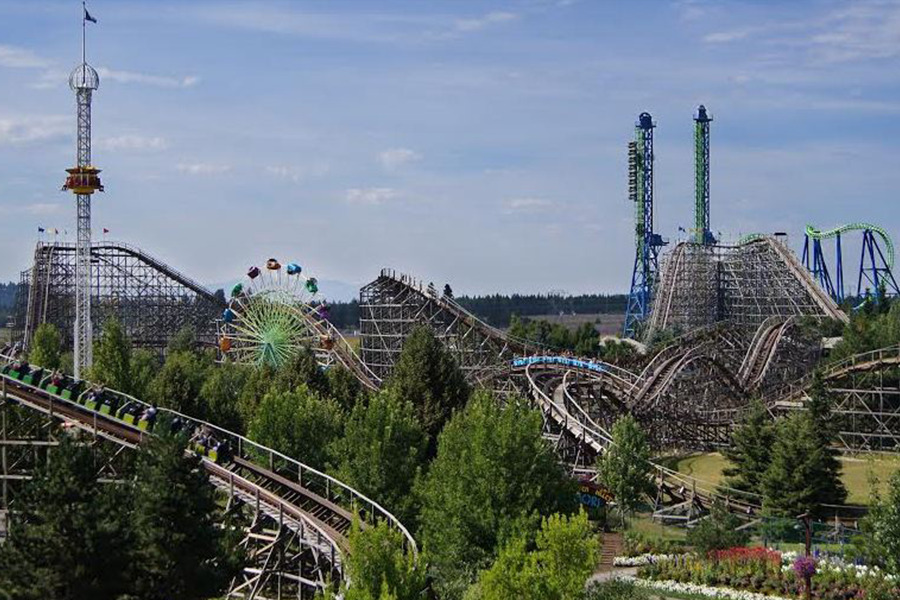 silverwood amusement park aerial view with roller coasters